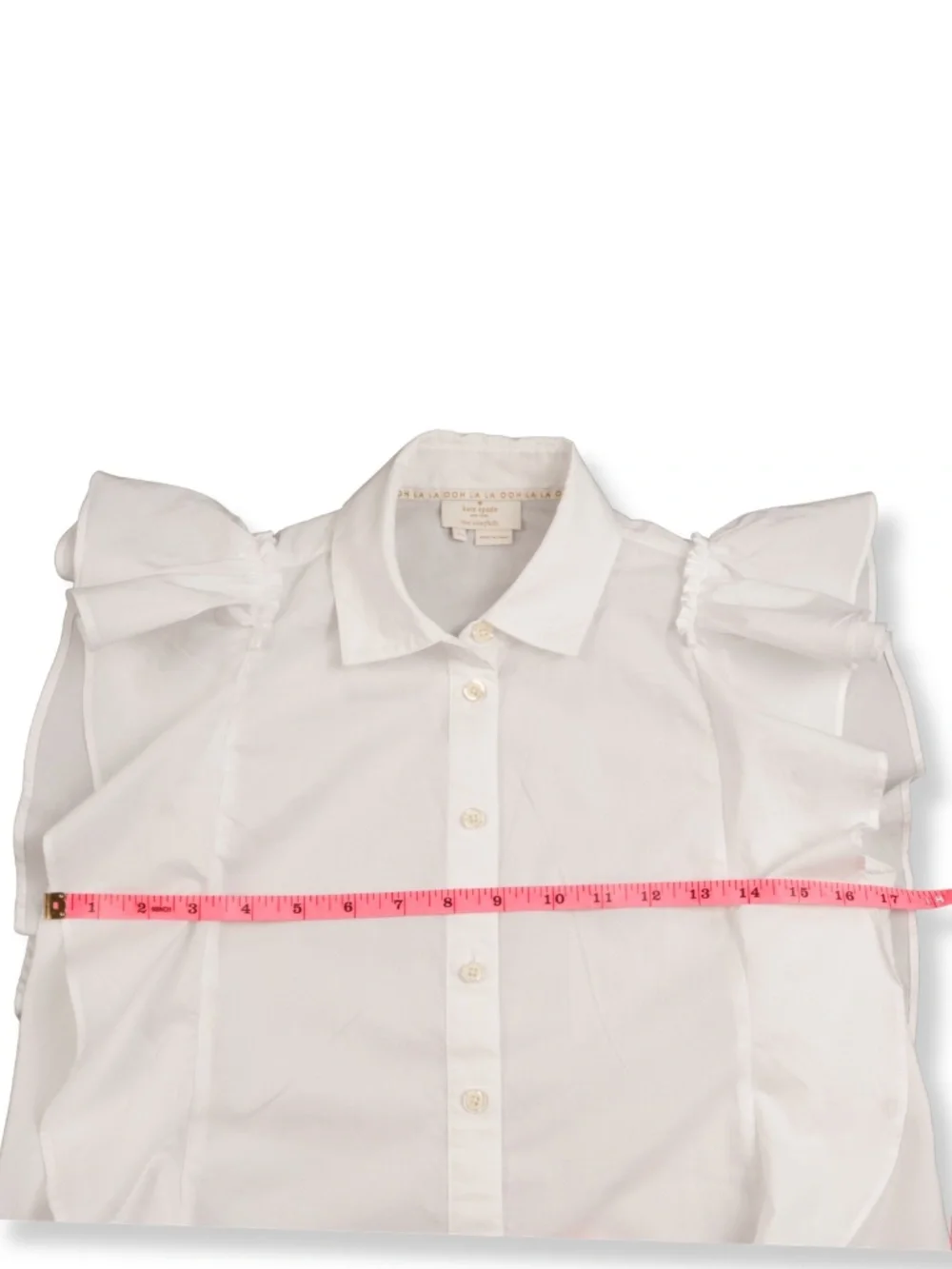 Kate Spade White Ruffle Blouse Size XS Sleeveless Button Front Top